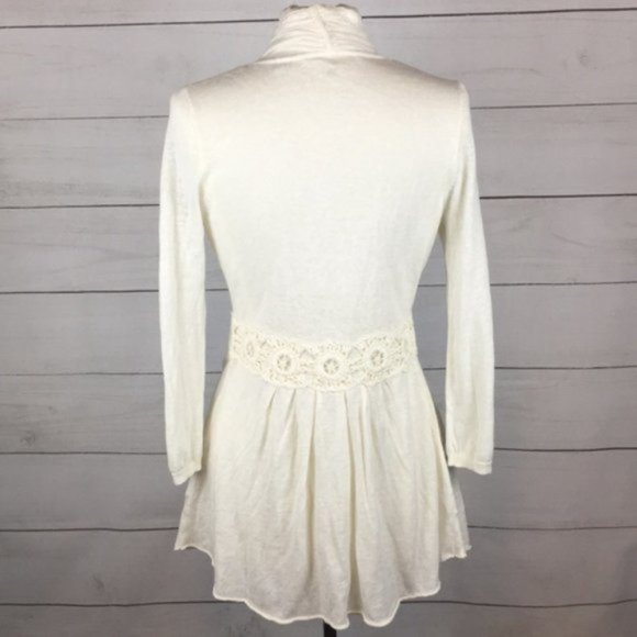 Anthro Knitted & Knotted Linen Cardigan Ivory M - Picture 5 of 7
